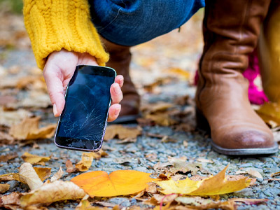 Picking up a phone with a broken screen