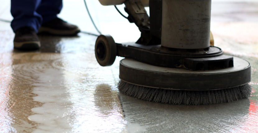 Using a floor scrubber